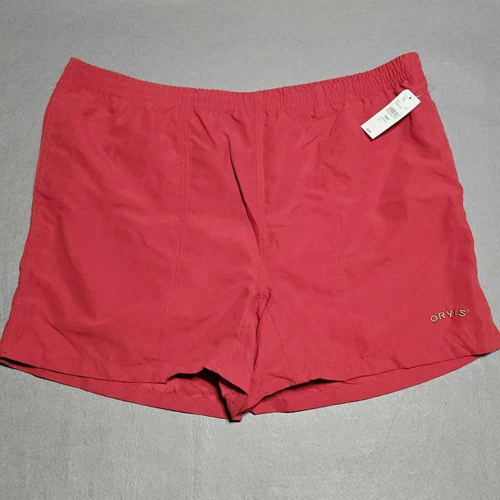 Orvis Swim Shorts Men's XL Mesh Lined Drawstring Red Board‎ Trunks NEW
